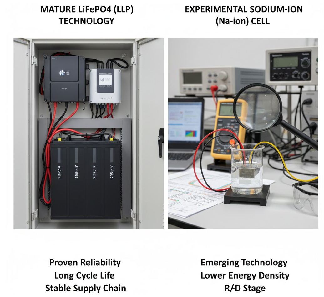 LiFePO4 vs ions sodium 