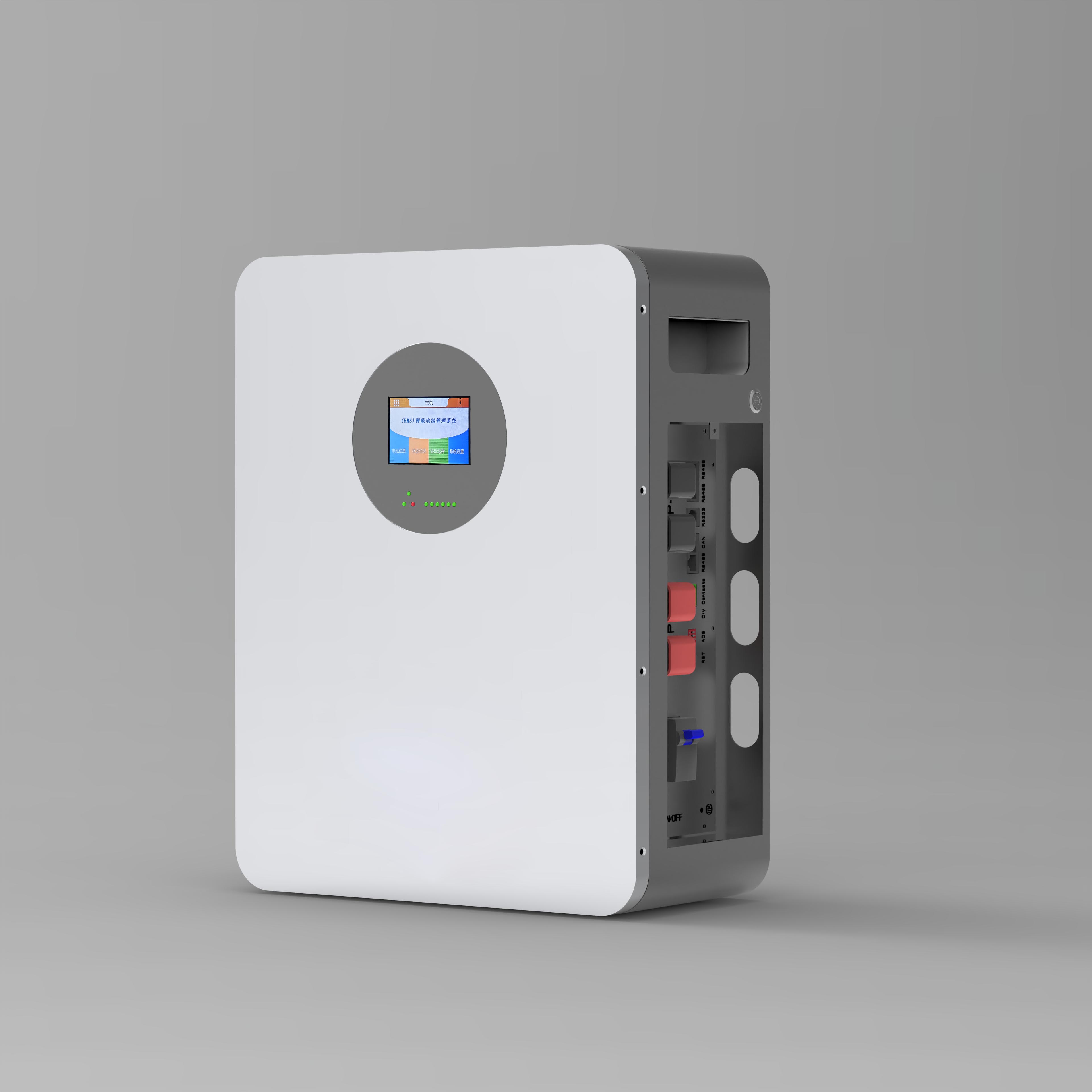 Batterie au lithium murale 5KWh 51,2 V 100 Ah, durée de vie de 6000 cycles, alimentation d'énergie de secours