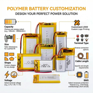 Batterie Lipo rechargeable personnalisée OEM ODM 500mah 1000mah 2000mah 3000mah Li-ion Li-ion Lithium polymère 3.7v 1500mah