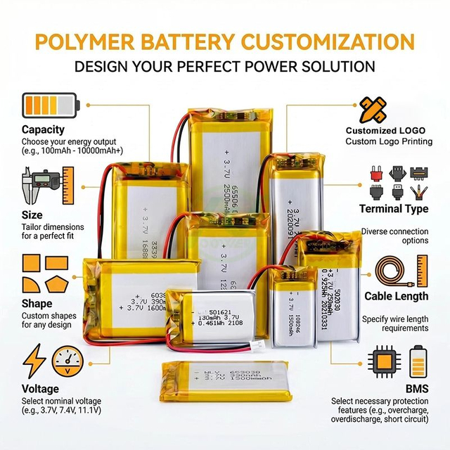 Batterie Lipo rechargeable personnalisée OEM ODM 500mah 1000mah 2000mah 3000mah Li-ion Li-ion Lithium polymère 3.7v 1500mah